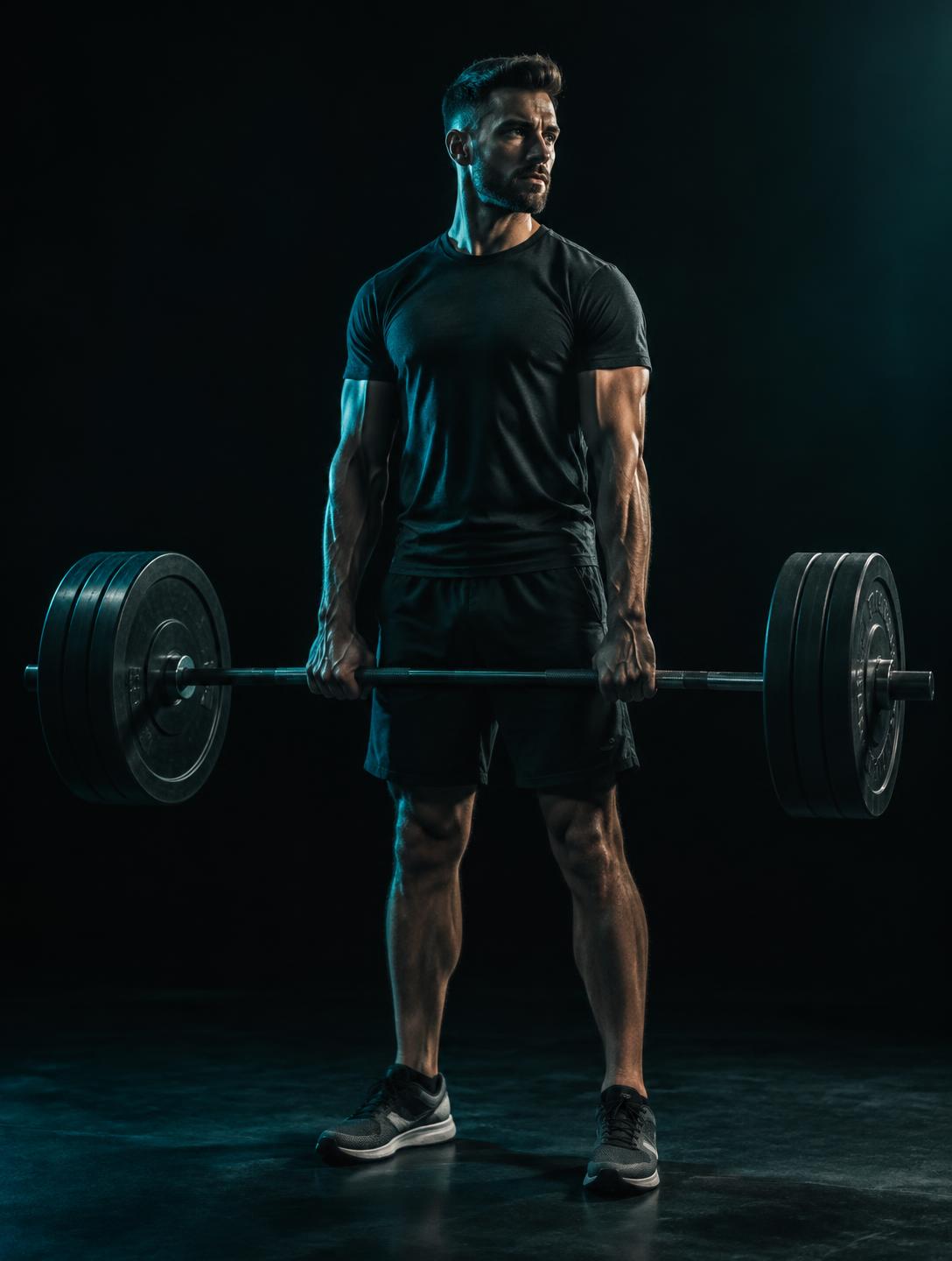 Strength athlete training with a loaded barbell